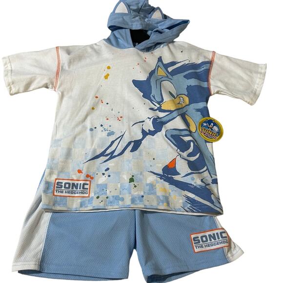 sega Other - Sonic the Hedgehog Hooded Cosplay Short Set Youth Sz 7 NWT
